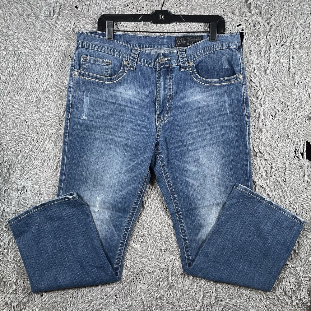 Axel Wolcott Bootcut Jeans Men’s Size 34x30 Denim Designer Blue Preppy Party